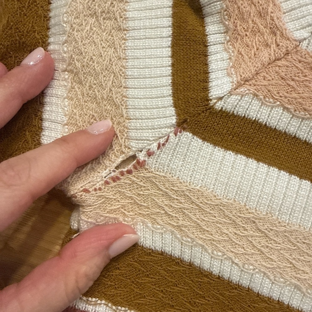 Free People Striped Cropped Mock Neck Turtleneck Knit Top XS | Flawed - Picture 7 of 7